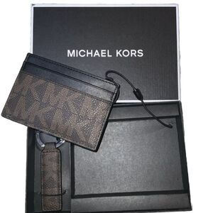 Michael Kors MK Logo Credit Card Wallet & Key Fob Set